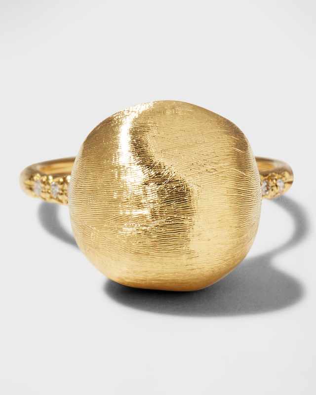 Africa 18K Yellow Gold and Diamond Ring, Size